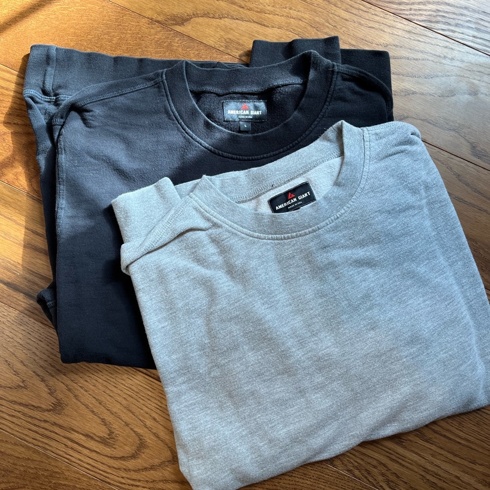 Black and Gray American Giant USA Made Cotton Crewneck Sweatshirts